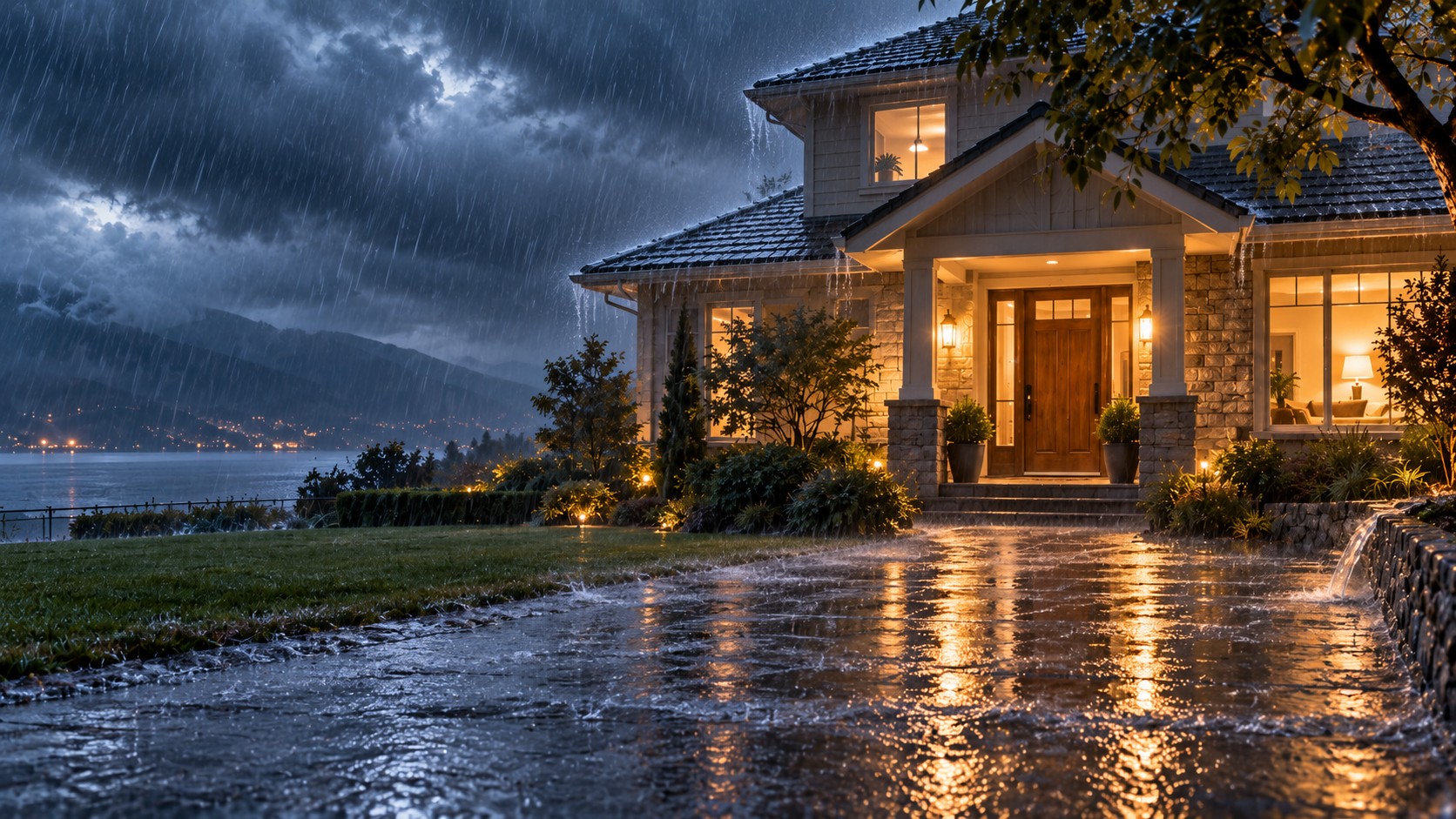 Κατοικία κατά τη διάρκεια έντονης βροχόπτωσης